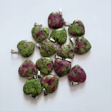 Wholesale 30pcs Natural Zoisite Stone Pendants Love Heart Stone Pendants 20mm
