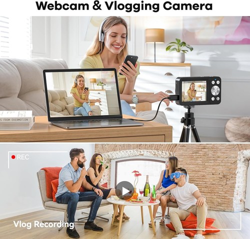 Digital Camera,FHD 4K 64MP Camera with Dual Screens 64GB SD Card 2 Batteries - Picture 5 of 8