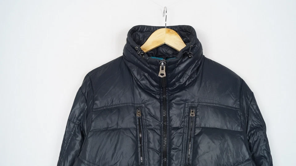 Chaqueta acolchada DIESEL para mujer talla XL negra bolsillos con cremallera completa cuello alto s12070 Foto 4 de 4