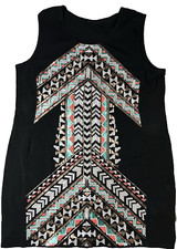 Express Sequined Mini Dress Women Size 2X Sheath Party Black Arrow Sleeveless