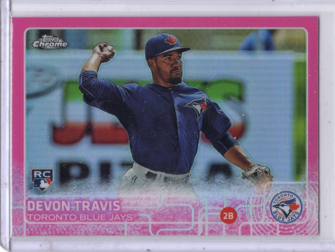 2015 Topps Chrome Pink Refractor RC #184 Devon Travis Toronto Blue Jays