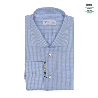 690$ LUXURY GERLIN Shirt Blue ALUMO TWILL Cotton 16 - 41 1U BIJAN