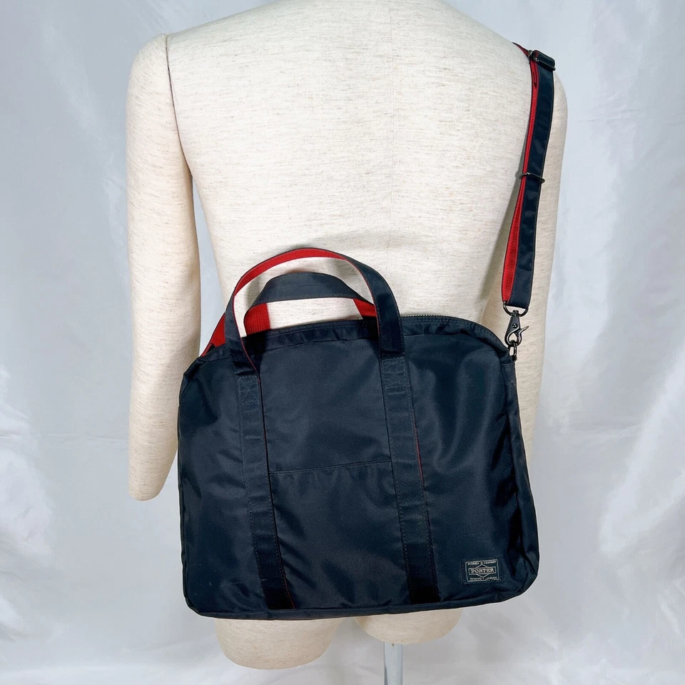 Porter Yoshida & Co L-fine ILS Bolso de Hombro 2 Vías Negro Rojo Unisex Nylon Foto 2 de 4