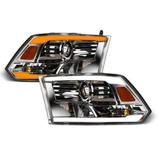 Topline For 09-18 Ram Switchback Sequential LED Bar Projector Headlights Chrome