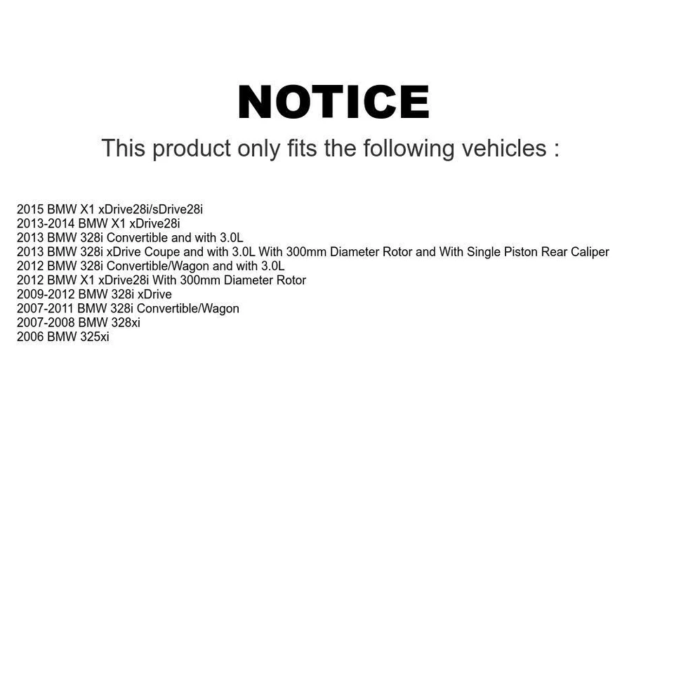 Rear Brake Rotors & Ceramic Pads Kit for BMW 328i xDrive 2009-2013 5 Lug - Image 2 of 2