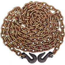 Grade 70 Transport Binder Safety Chain W/ Clevis Hooks, 20 Foot Long