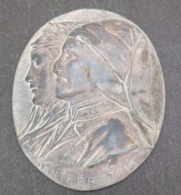 Bronze E Dante Beatrice 5.5  Bust Metal Wall Plaque PB Vintage Art Nouveau