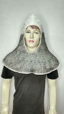 Medieval Gambeson Arming Cap With Mild Steel 9mm Chainmail Coif Chain mail Hood