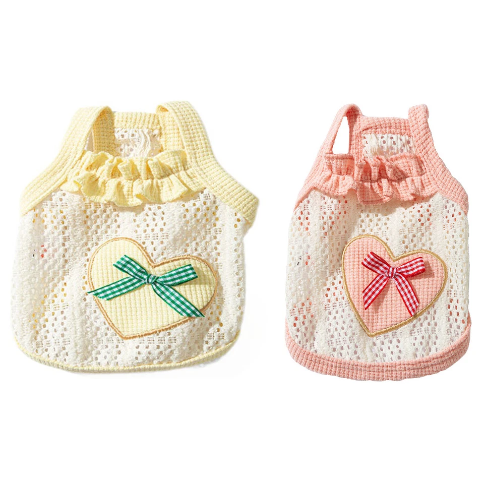 狗宠物吊带连衣裙透气衬衫带蝴蝶结衣服海滩吊带派对 — 第 3/3 张图片