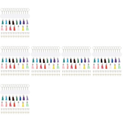 6 Sets Key Ring DIY Kit Acrylkreis Scheiben Schlüsselbund DIY Quasten -Anhänger