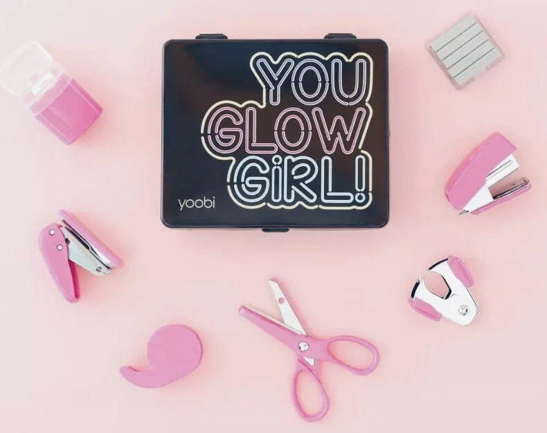Yoobi Mini Kit de Suministros - You Glow Girl - Estuche Negro con Suministros Rosa - Sellado Foto 4 de 4