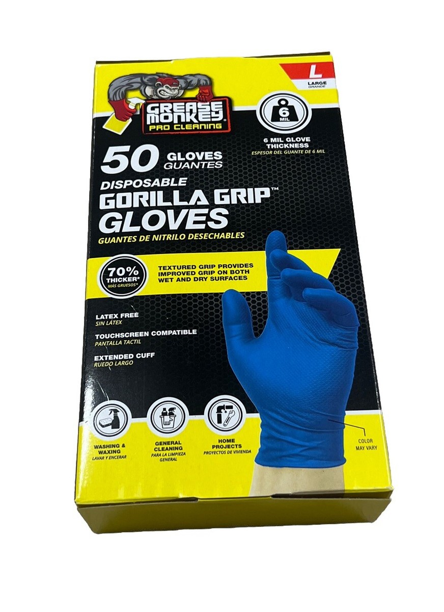 Boxes 100 Total Grease Monkey Gorilla Grip Gloves Large 6mil