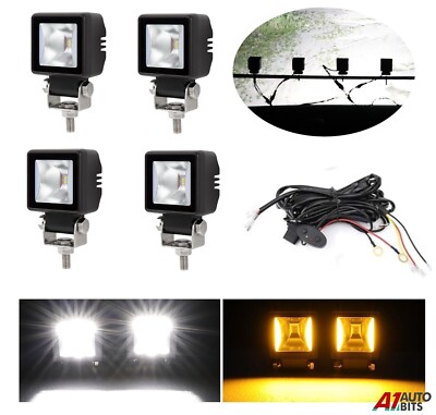 4X LED Strobe Recovery Lichtleiste Kit Weiß Amber Blinker + Verkabelung 12V 24V