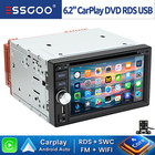 Double 2 DIN Car Stereo 6.2" CD DVD Player Carplay Android Auto FM Radio +Camera