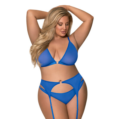Magic-Silk Sassy Bra Garter Rouched Panty Sexy Lingerie Set Queen Plus Size