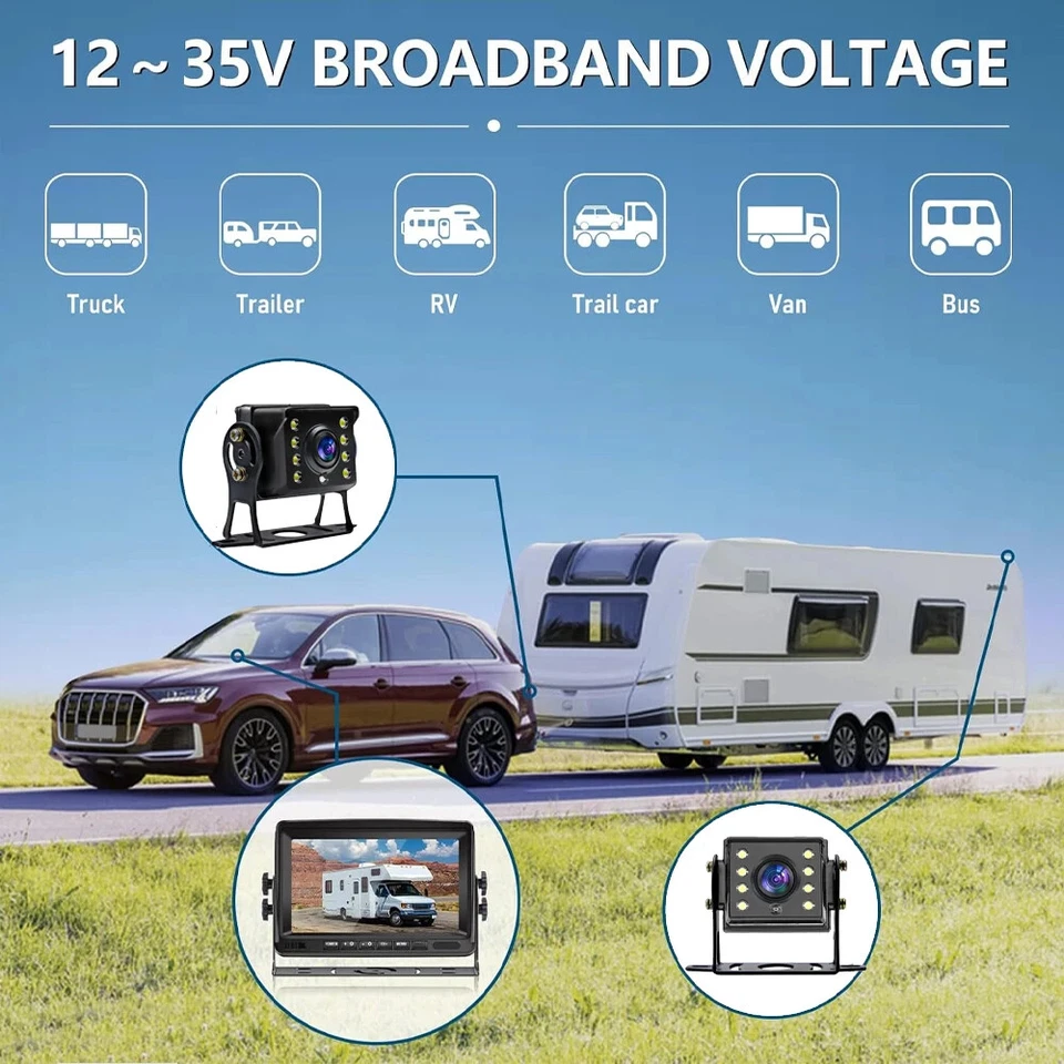 AHD Rear&Side View Backup Camera Heavy Duty Vehicle 7" Monitor DVR Recorder - Image 3 of 4