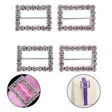 10-50PCS RECTANGLE RHINESTONE DIAMANTE SILVER RIBBON SLIDER BUCKLE VERTICAL BAR
