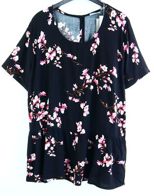 B.Young Viskose-Bluse Gr. 40 Schwarz Bedruckt Damenhemd Tunika RPW