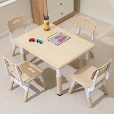 Toddler Table and Chairs, Kids Table and 4 Chairs Set with Graffiti Desktop
