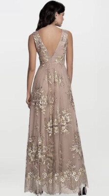 Blush Mark Gold Floral Embroidered Maxi Dress Ladies Wedding Formal XL OX |  eBay