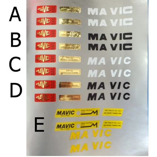 Mavic SSC rim decal choices. One set for 2 rims each sale