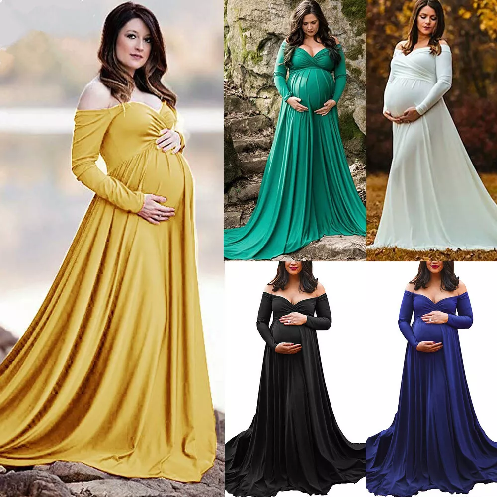 OUGES Fall Maternity Maxi Dresses Long Sleeve Wrap V Neck Baby Shower Dress  Maternity Clothes 2023(Black,S) at Amazon Women's Clothing store