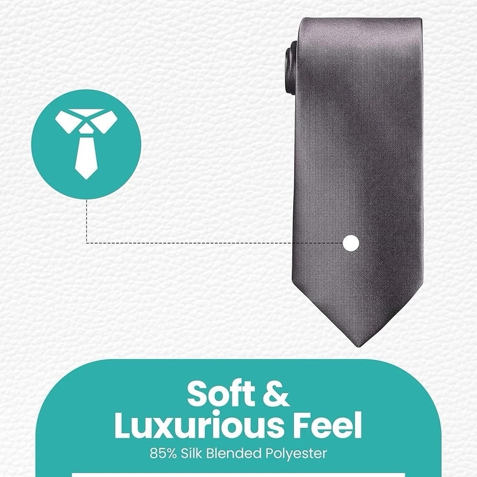 Corbata de satén gris oscuro para hombre y boda fiestas de negocios Foto 3 de 4