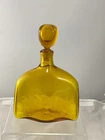 Vintage 1950's Blenko Glass Rectangular Decanter 566 Gold Honey Yellow