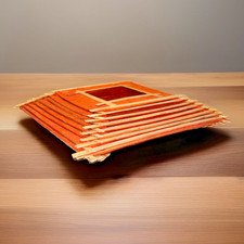 Handmade Rice Paper  Nepal  Orange  Accordian-Fold, Lantern-Shape