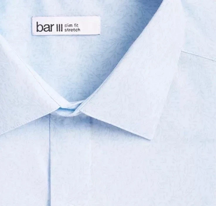 Nova Camisa Social Masculina Bar III Tamanho Pequeno Azul Céu Slim Fit Sutil Vine - Imagem 3 de 4