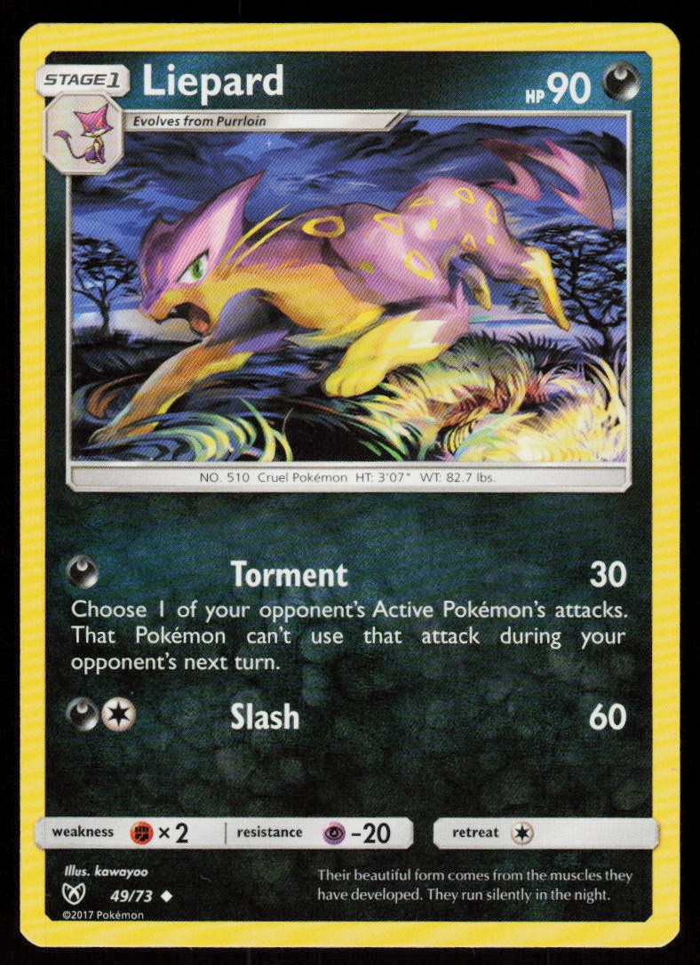 Liepard 49/73 Uncommon Shining Legends Pokemon Near Mint
