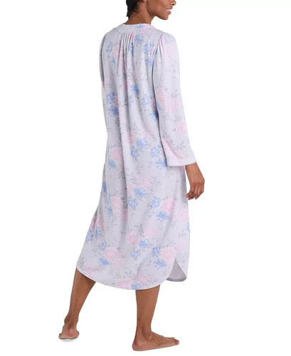 MISS ELAINE SIZE XL LONG NIGHTGOWN-BLUE/PINK/WHITE-SOFT CUDDLEKNIT NEW WITH TAGS - Picture 2 of 2