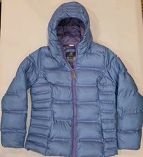 Champion XL Youth Girls Puffer Jacket Blue Ombr Faux Fur XL 14-16