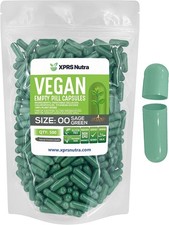 Size 00 Sage Empty Vegan Capsules Vegetarian Veggie Kosher Veg Caps DIY Pills