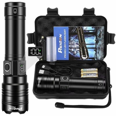 PHIXTON 1500000LM LED Flashlight Rechargeable Zoom Fire Starter Waterproof