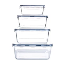 HUSANMP Extra Large Glass Food Storage Containers with Lids Set-8-Piece Big S...