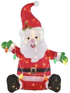 Light Up Tinsel Santa Claus Christmas Decoration 