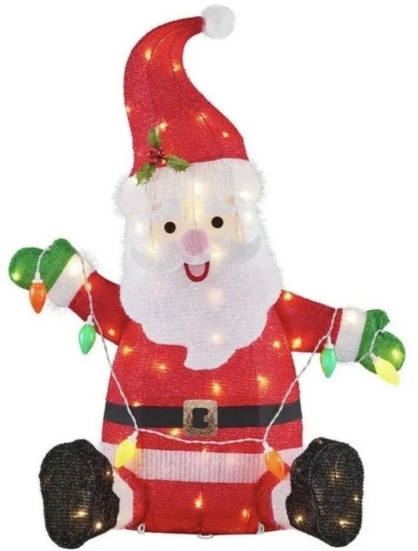 Light Up Tinsel Santa Claus Christmas Decoration 