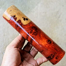 Amboyna Burl Round Blank 47x192mm For DIY Crafts,Spindle Blanks & #1125