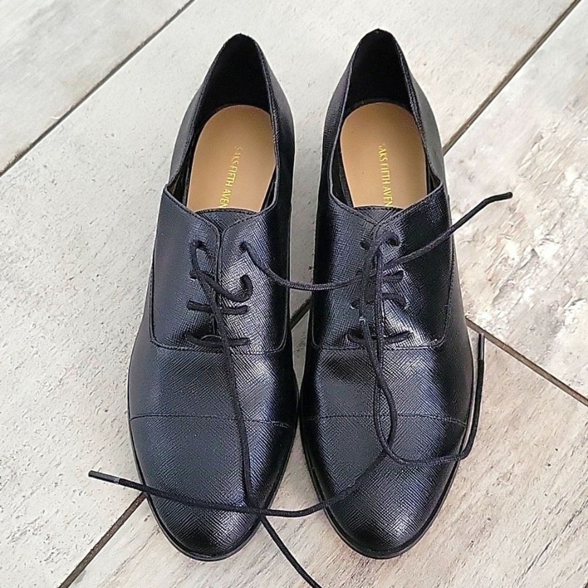 Saks fifth Avenue black with laces formal shoes size 9.5 new  display picture 2