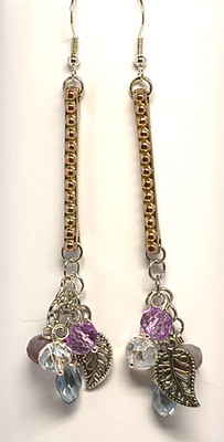Einzigartig Silber Ton Struktur Stab Kristall Tropfen Blatt Charm Ohrringe Schmuck Geschenk