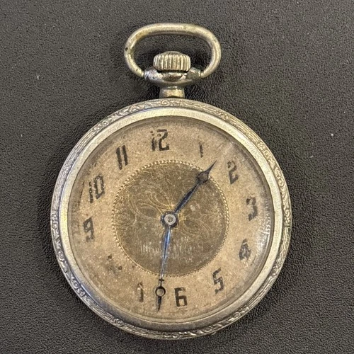 Vintage / Antique Elgin  Challenger Nawco  Hinged Back Silver Tone W/pinstrips