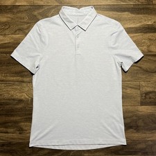 Lululemon Evolution Polo Shirt Men's Small Heathered Chambray Blue EUC