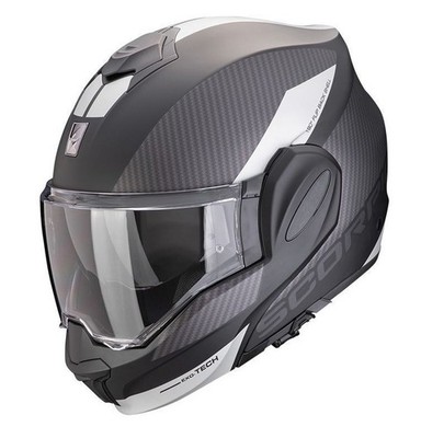 Motorrad Scorpion EXO-TECH EVO Team Klapphelm (Schwarzmatt/Silber)  Gr: M (57)