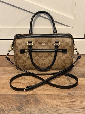Coach Signature Coated Canvas Rowan Satchel Crossbody Bag