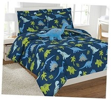 Comforter Set for Boys Dinosaur Dark Blue Green Grey New  Full