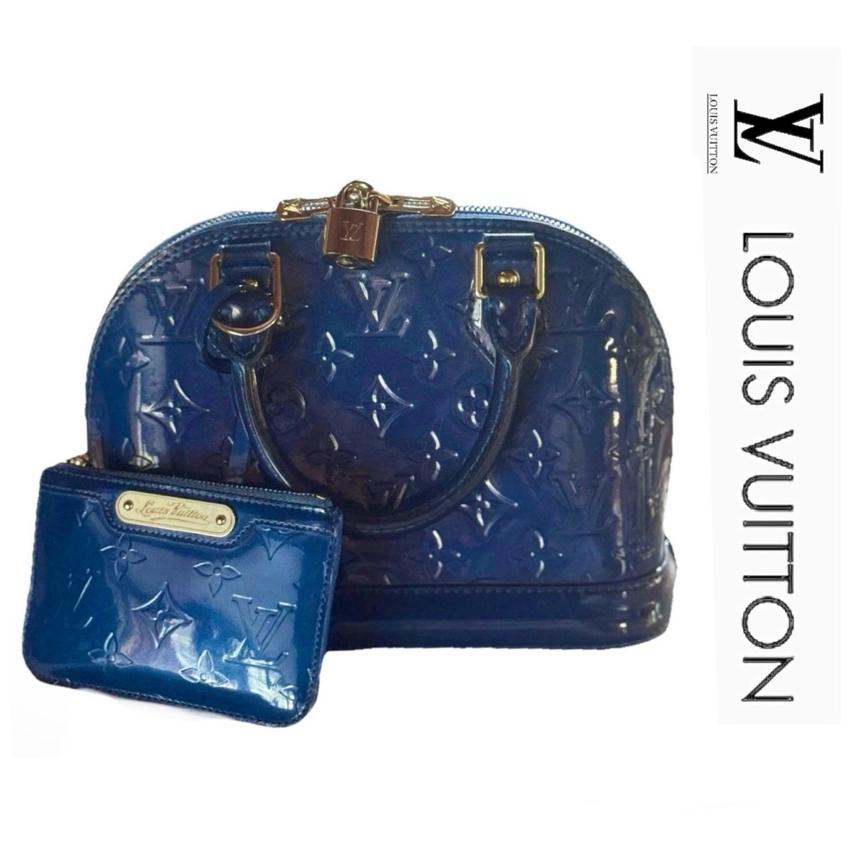 ルイヴィトン　アルマbb ネイビー Louis Vuitton Monogram Vernis Alma BB in Bleu Nuit w