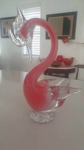 Murano Art Glass Manganese / Uranium ? Duck Bird Hand Blown Mid Century Vintage