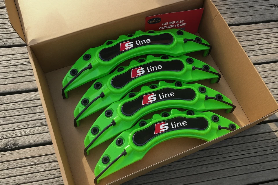 S Line Green Brake Caliper Covers Set Audi A3 A4 A5 A6 Q5 Q7 RS4 RS5 RS6 Q2 Q3 4 - Image 3 of 4