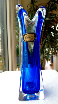 Große schwere Glas Vase - LUX GLASS - dekoratives Design - Höhe 24 cm - 1 kg